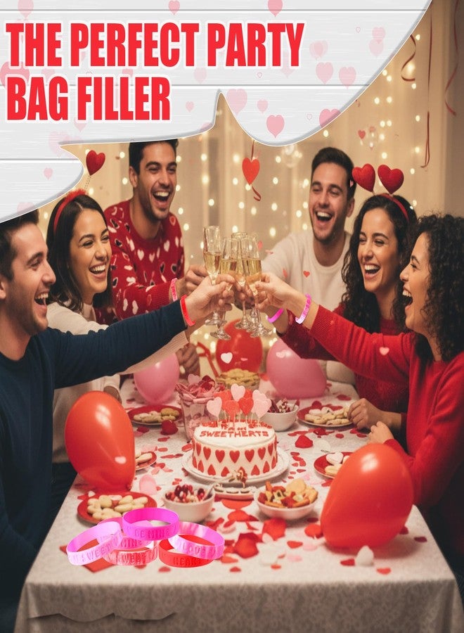 Qilery 300 Pieces Valentine's Day Rubber Bracelets Bulk Silicone Wristband Party Favors Rubber Bracelets Stretch Silicone Wristband for Events Team Party Decorations Gift Favor Supply - Image 2